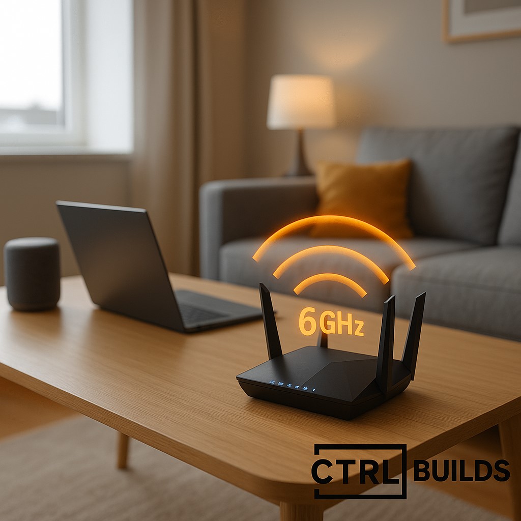 Modern UK home with Wi-Fi router and connected devices
