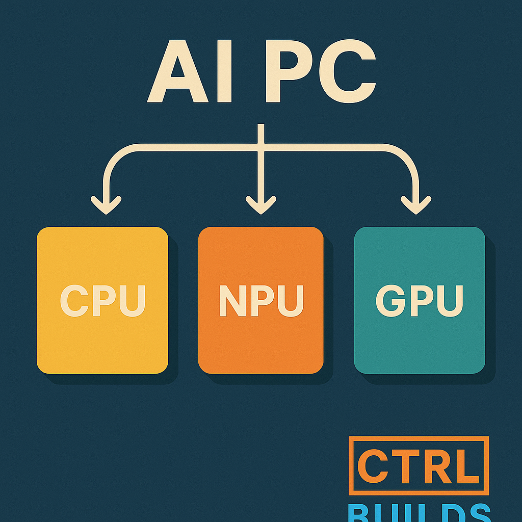 Diagram of CPU, NPU, GPU roles in an AI PC
