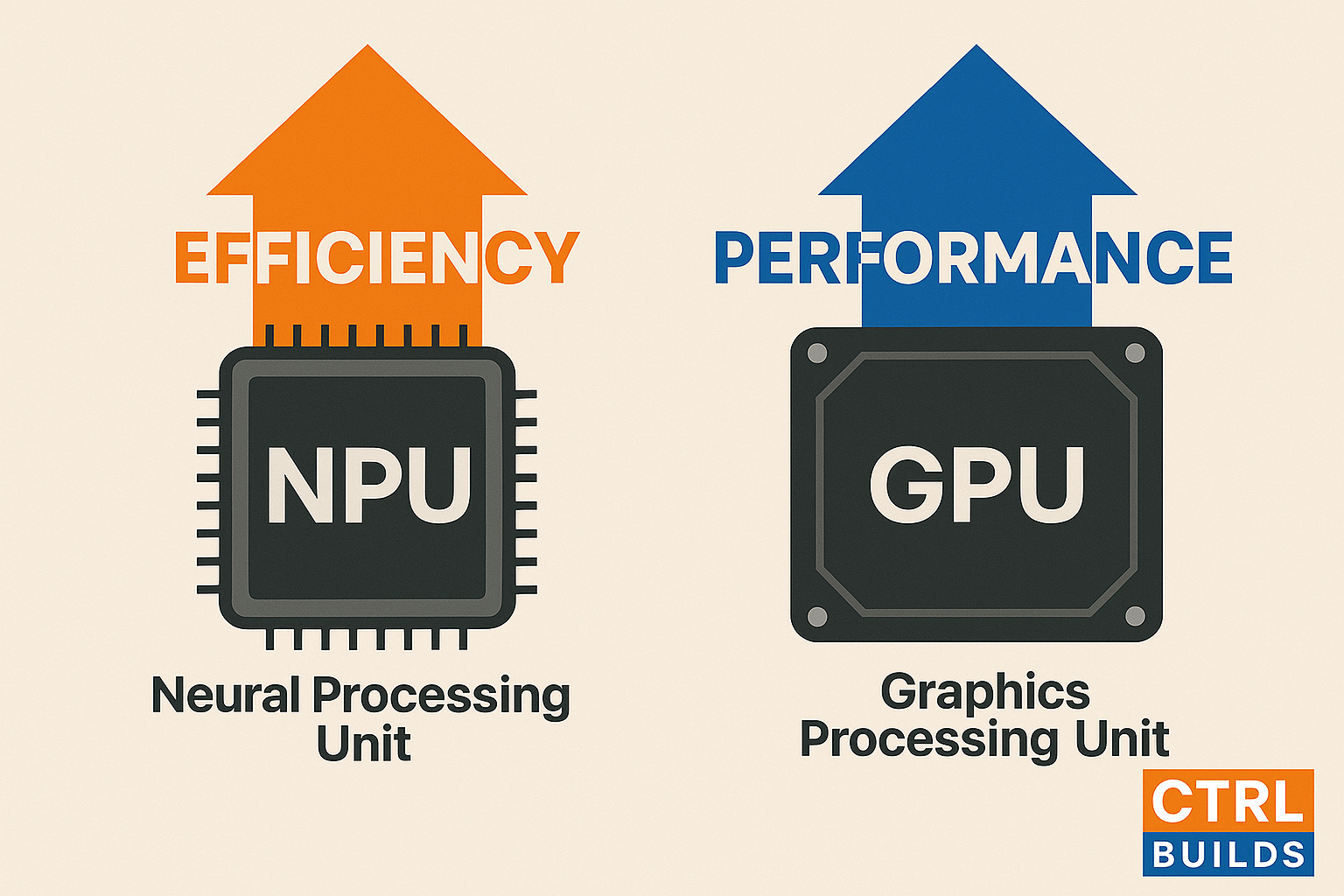NPU efficiency vs GPU performance illustration