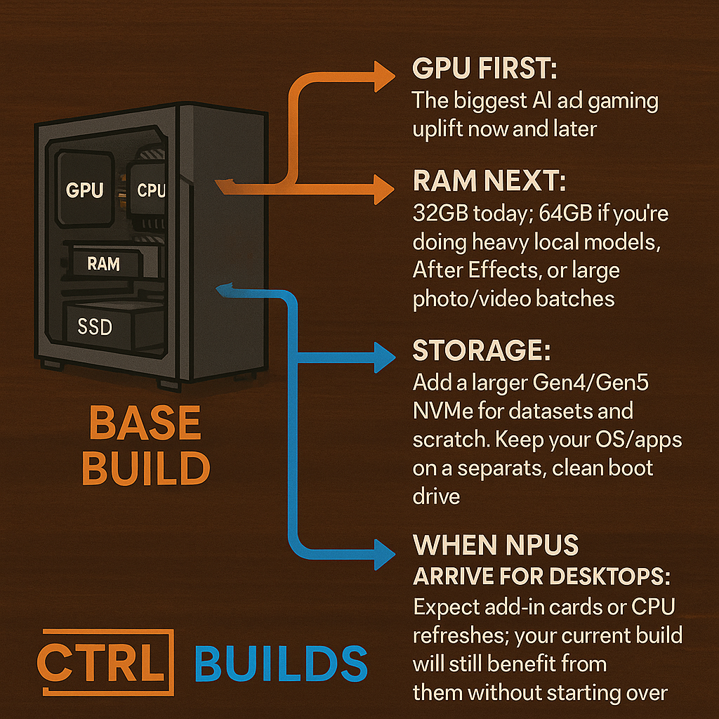 Upgrade path arrows from base build to future components
